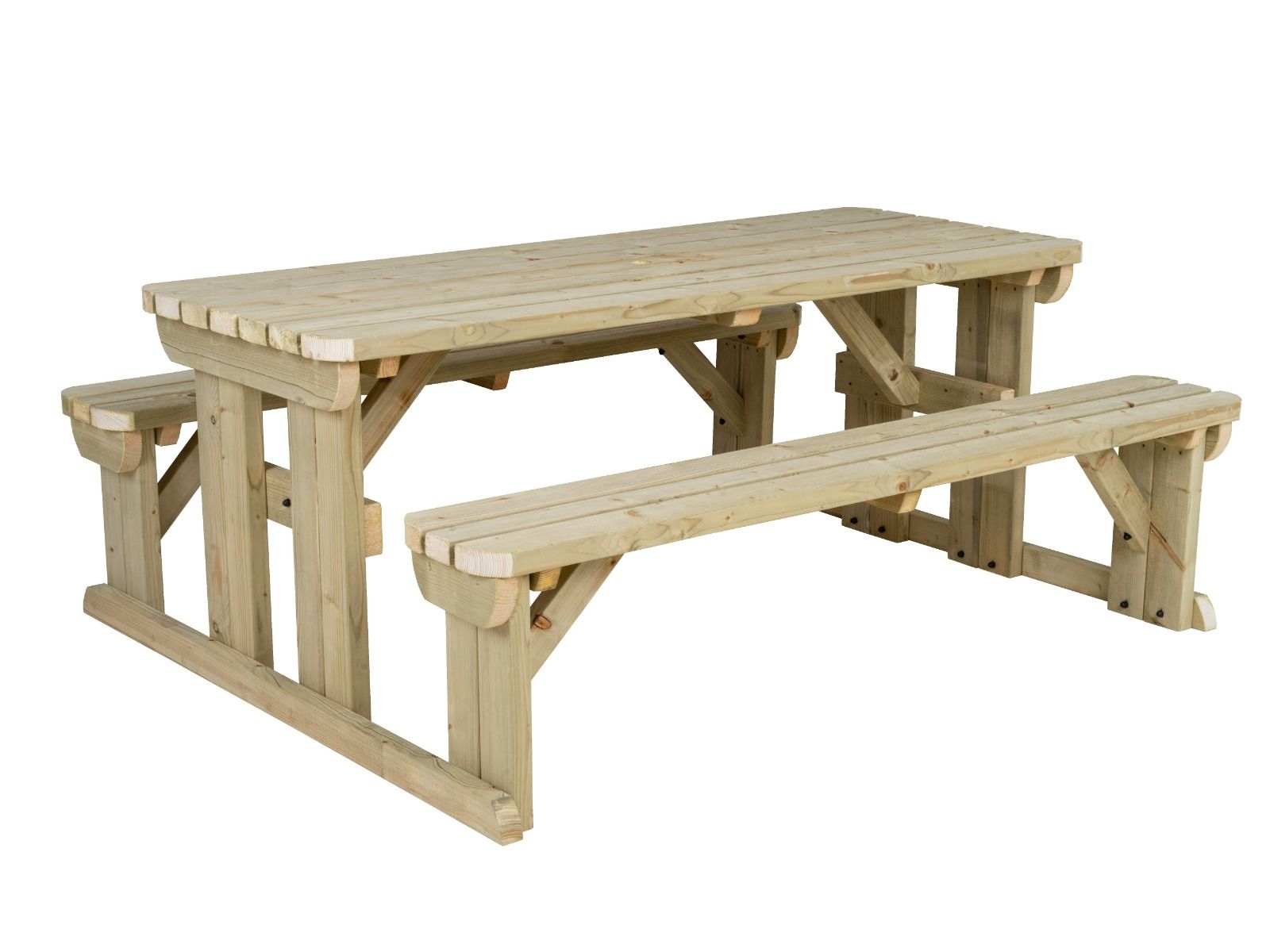 Abies Rounded Picnic Table and Benches Set