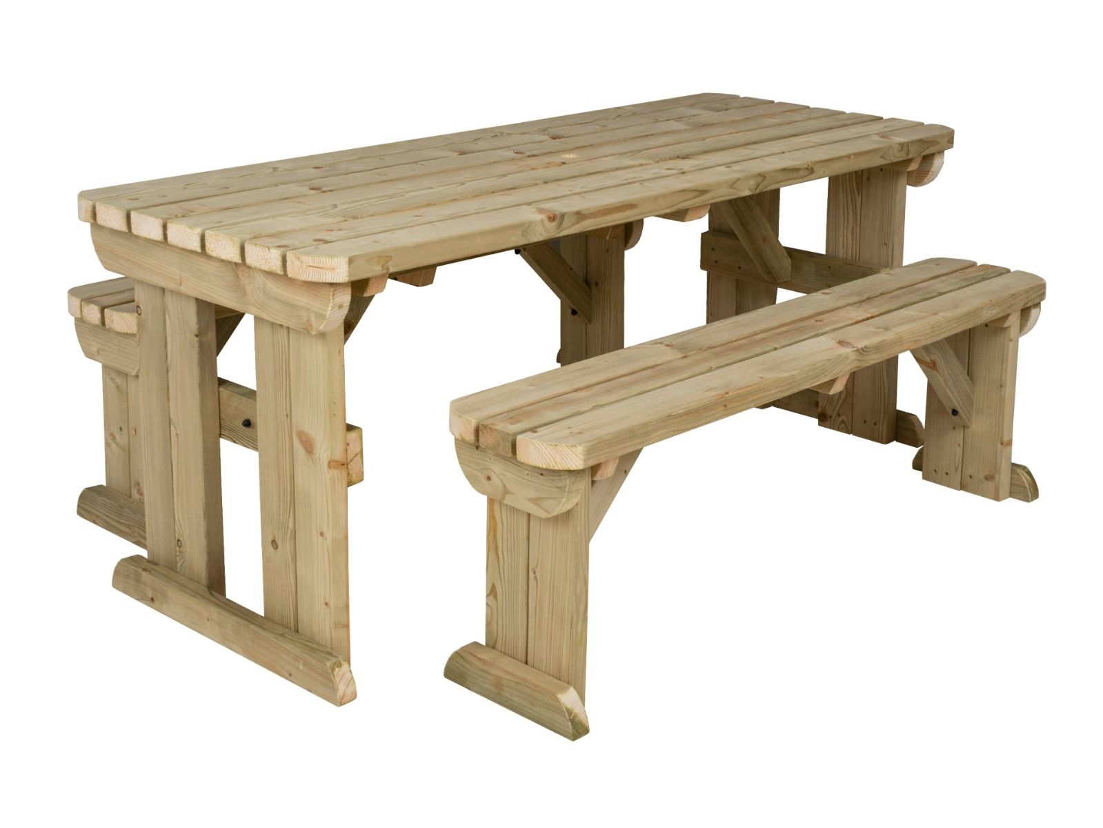 Yews Rounded Space Saving Picnic Table and Benches Set