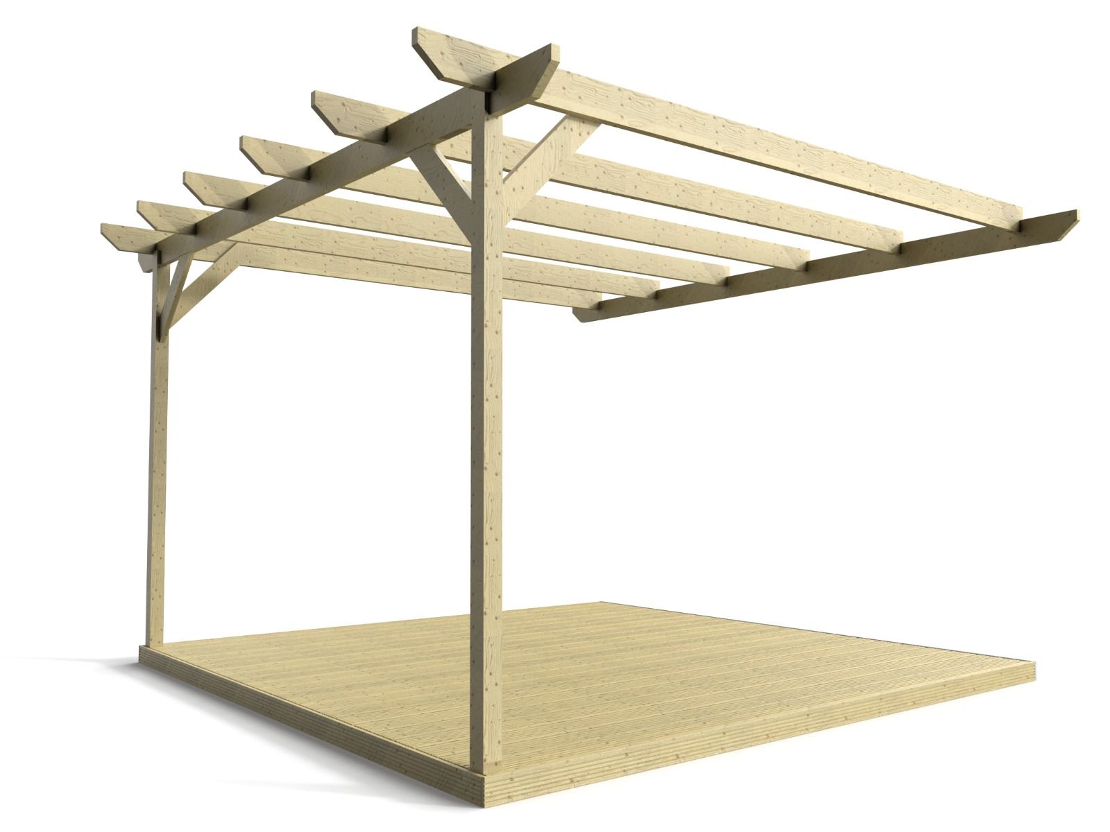 Wall Mounted Pergola and Decking Kit Chamfered Design