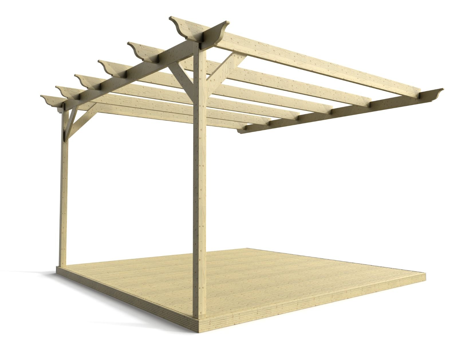 Wall Mounted Pergola and Decking Kit Longhorn Design