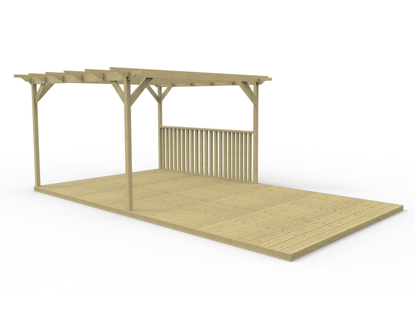 Rectangular Pergola And Decking Kit With Balustrade V.4