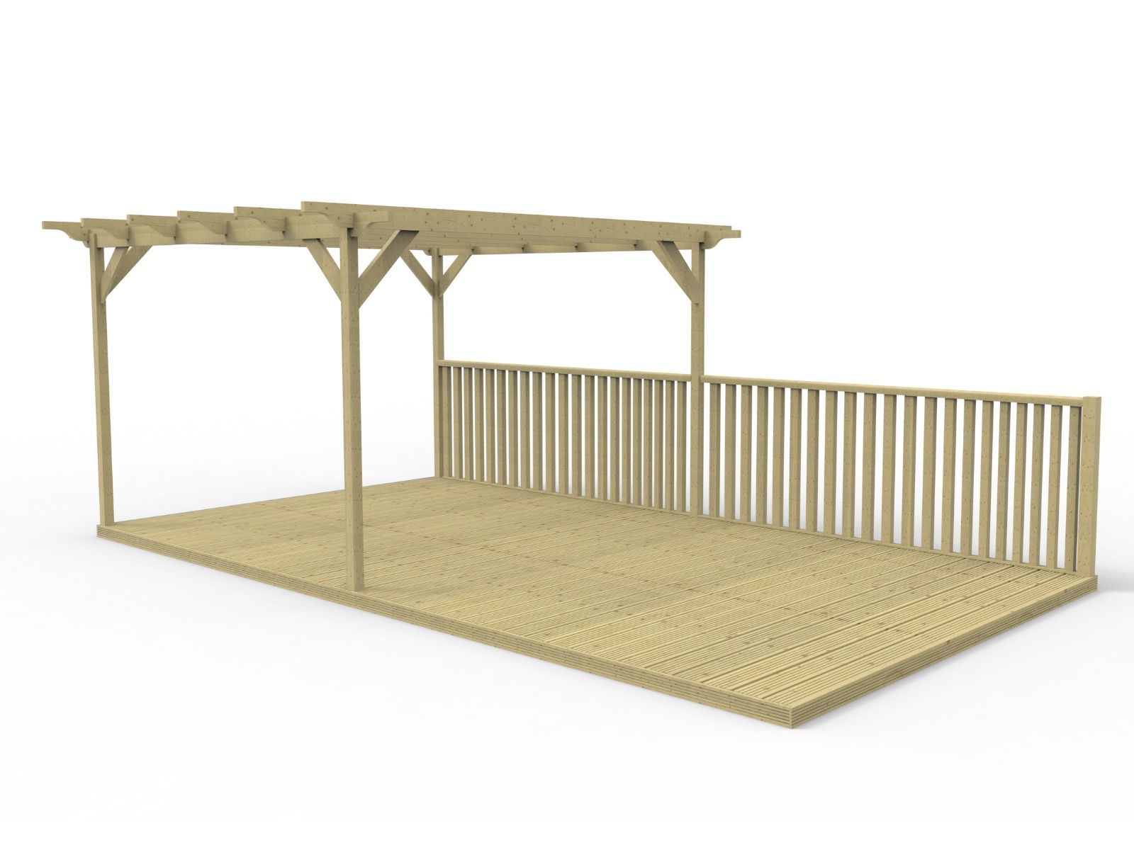 Rectangular Pergola And Decking Kit With Balustrade V.5