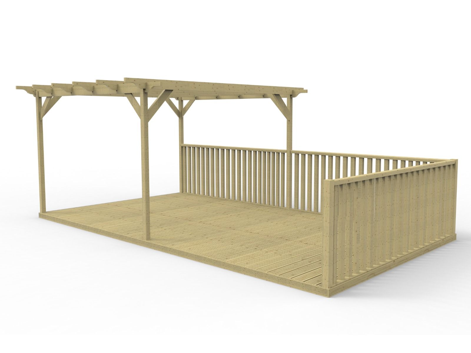 Rectangular Pergola And Decking Kit With Balustrade V.7