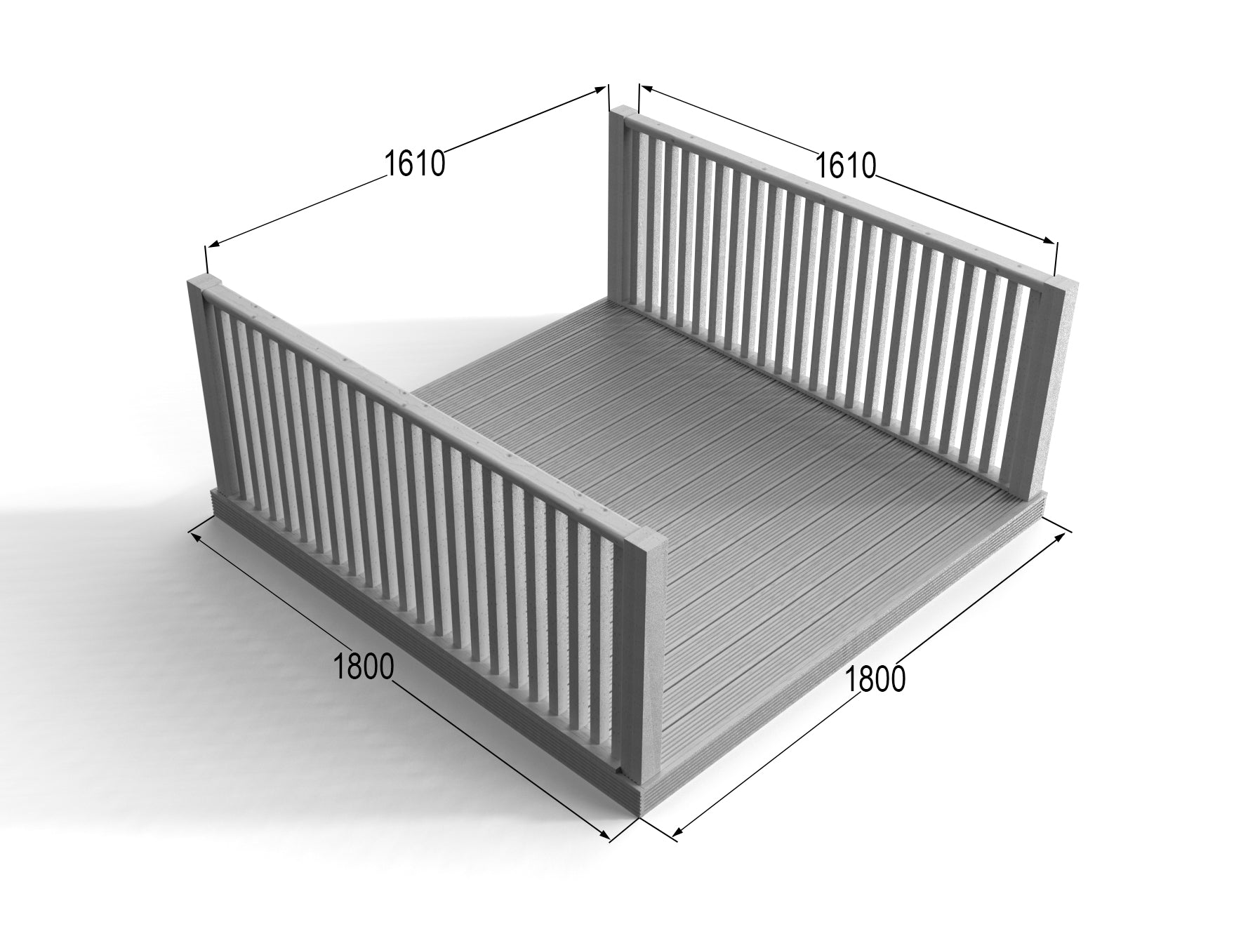 Decking Kit With Two Side Balustrade