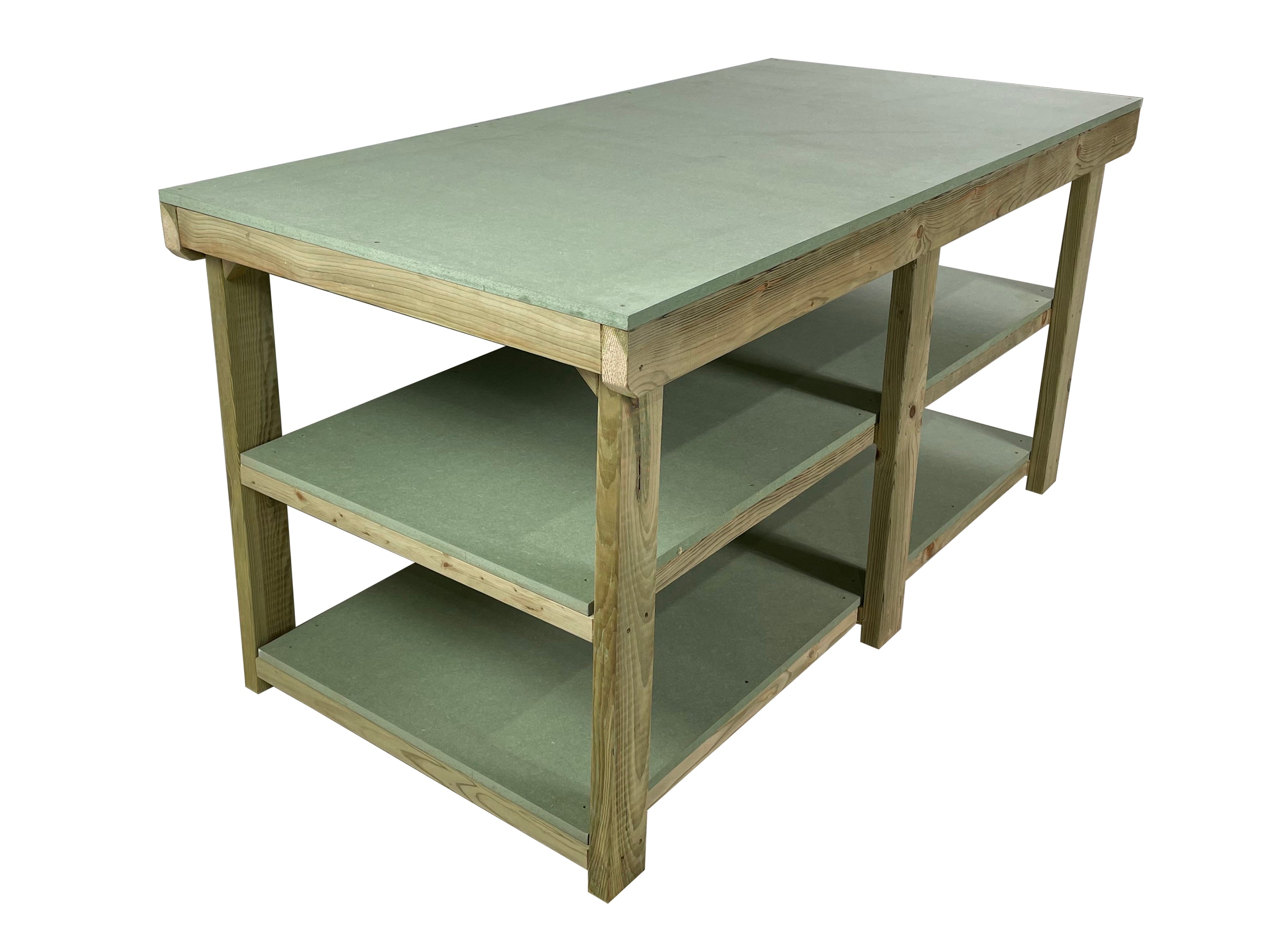 Wooden UniMDF Top WorkbenchDepth-3ft With Double Shelf