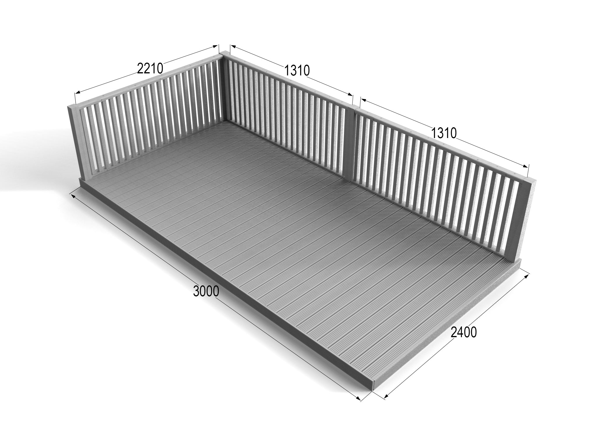 Rectangular Decking Kit With Balustrades V.6