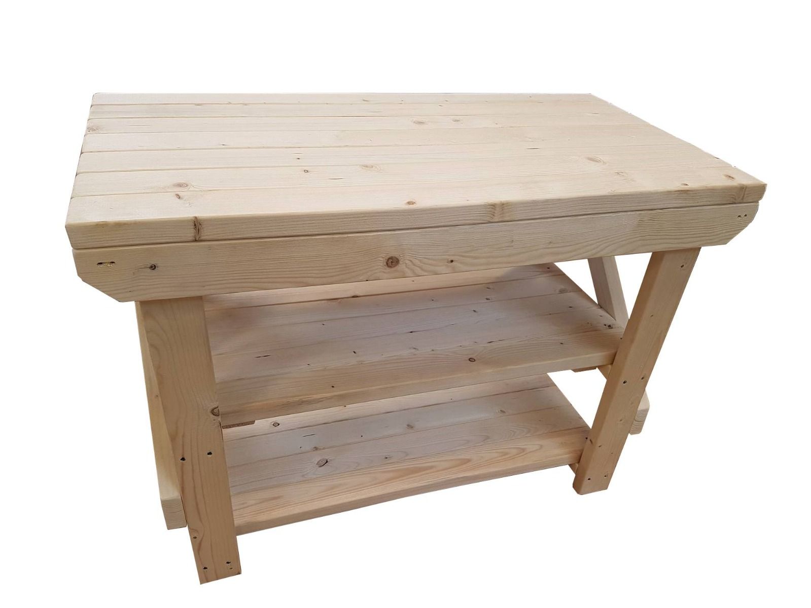 Acorn Wooden Workbench With Double Shelf