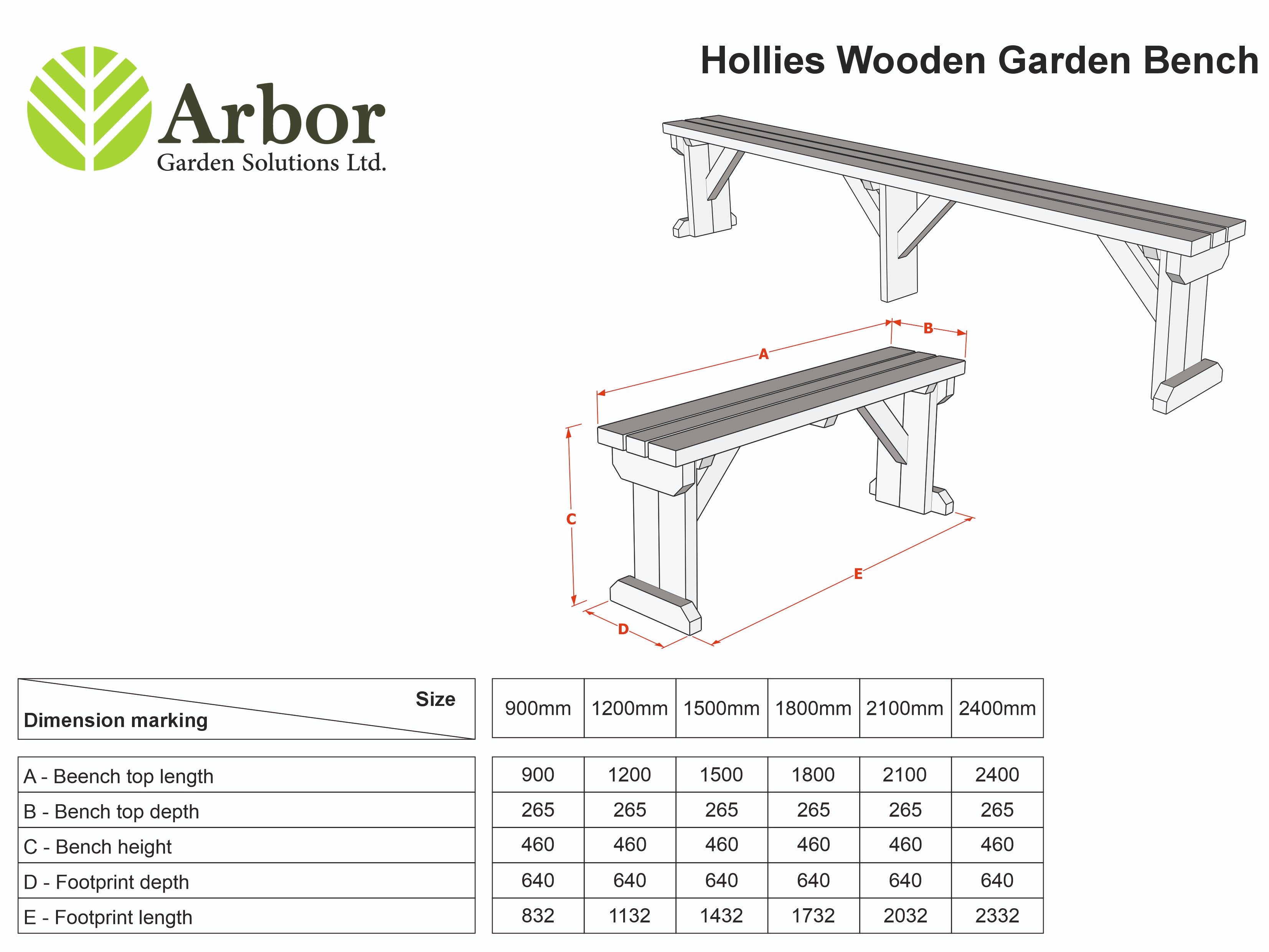 Bench Seat Rbo Hollies Garden Bench Seat | Classic Wooden Outdoor Seating – Arbor ...