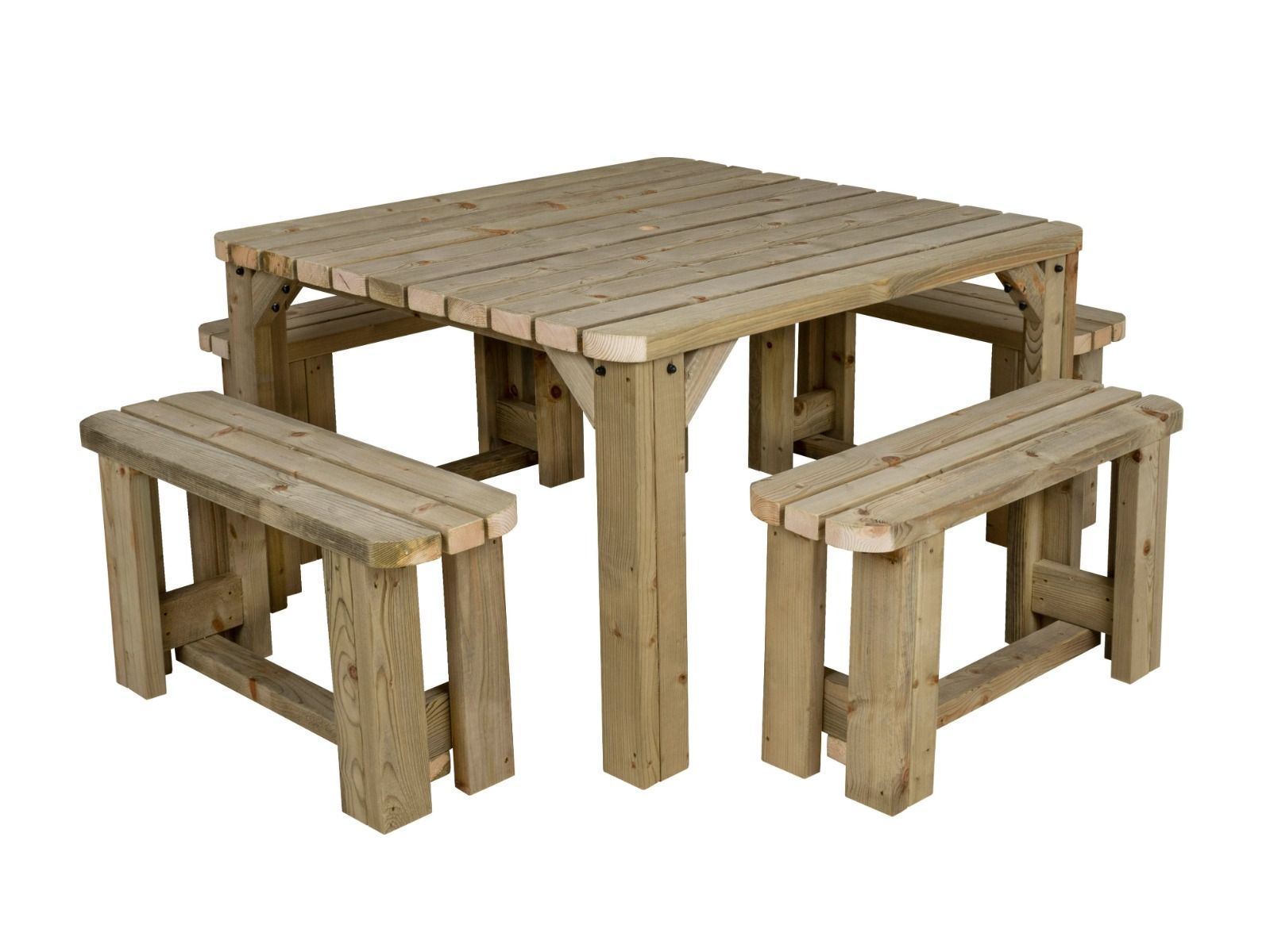 QUADRUM Rounded Picnic Table With 4 Benches