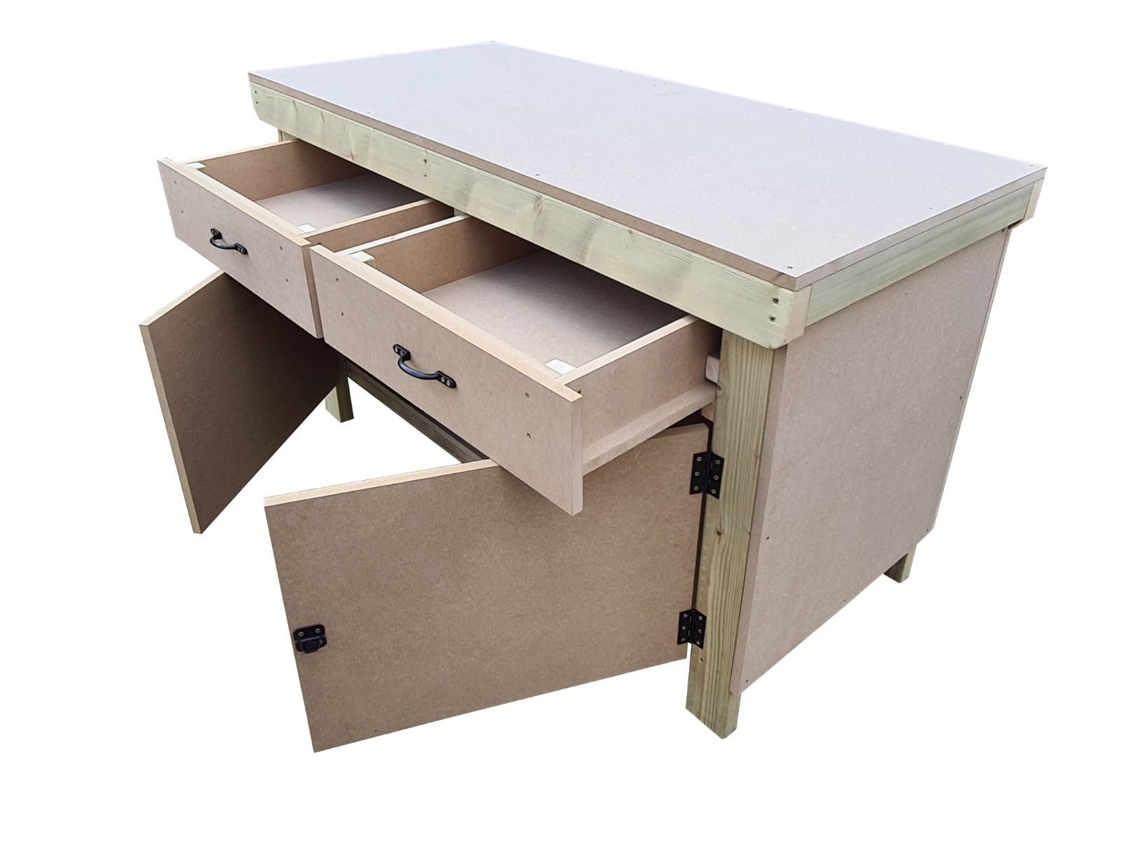 Wooden Storage Workbench with Lockable Cupboard & Drawers – Arbor ...