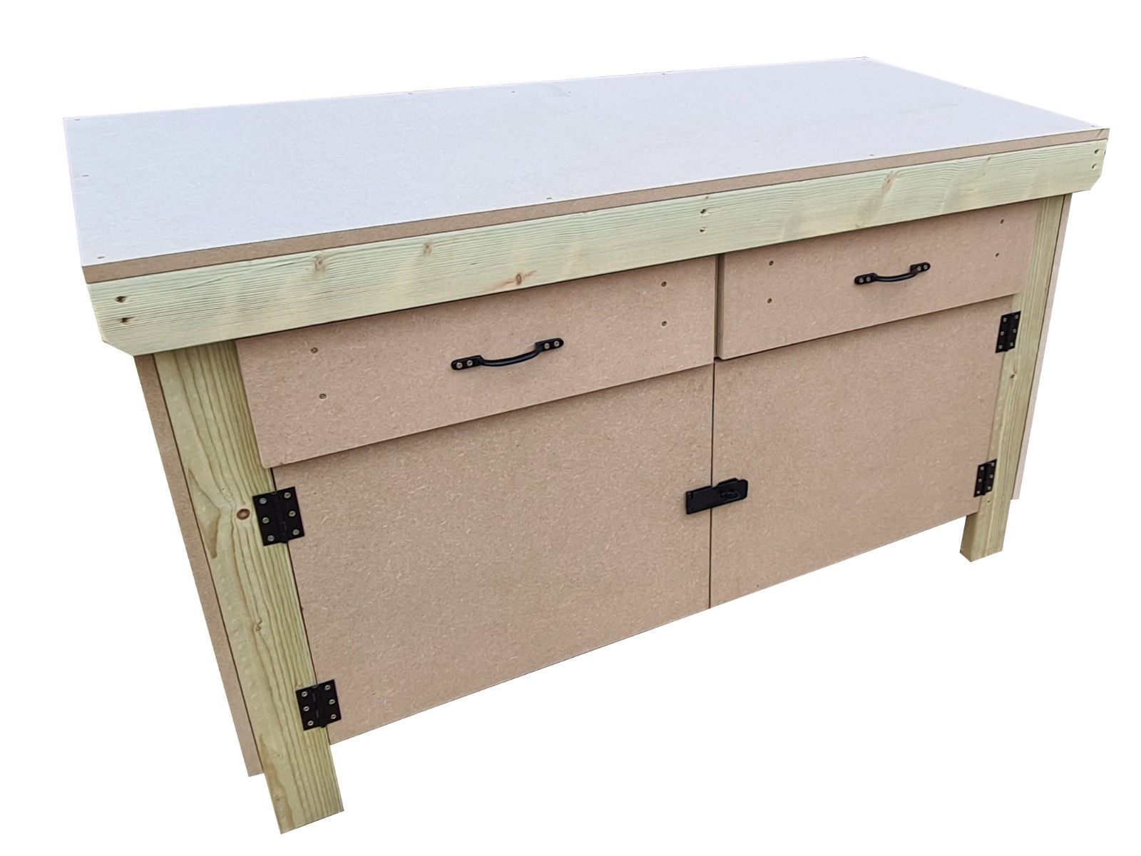 Wooden Storage Workbench with Lockable Cupboard & Drawers – Arbor ...