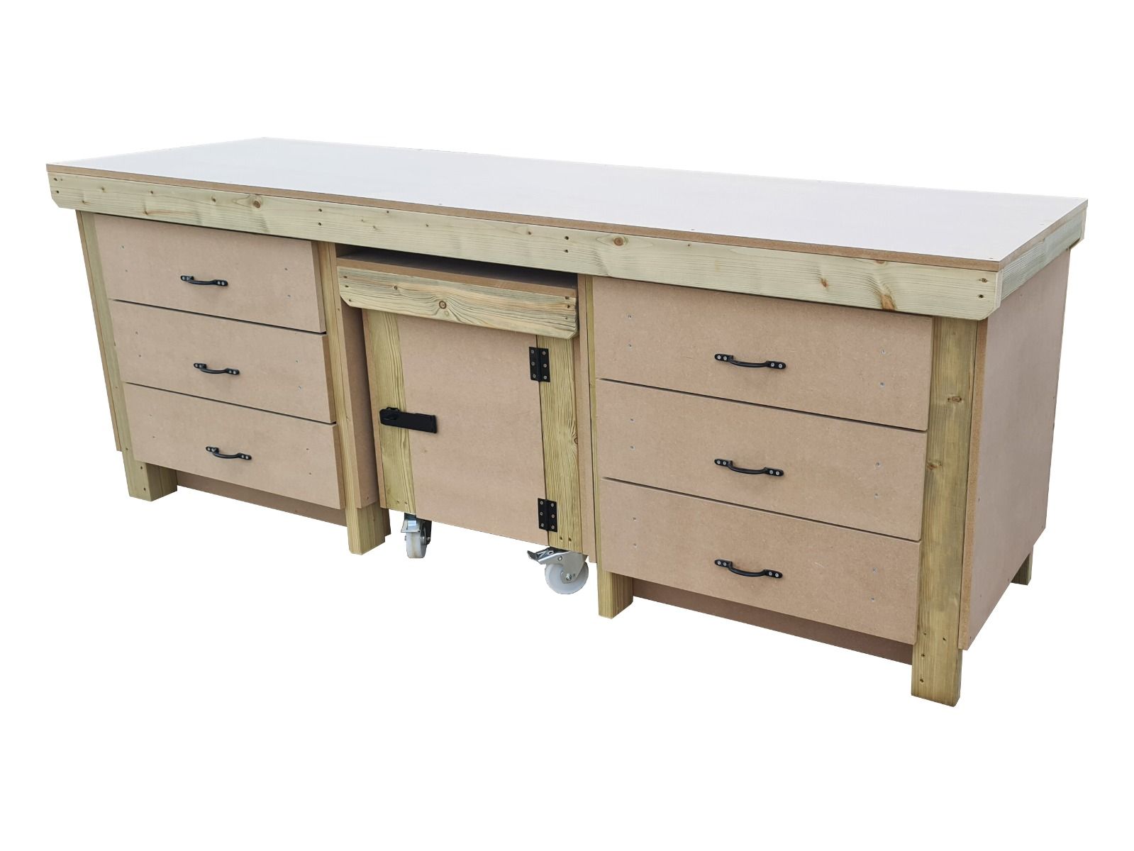 Workbench with Drawers & Lockable Cupboard | Wooden & Secure – Arbor ...
