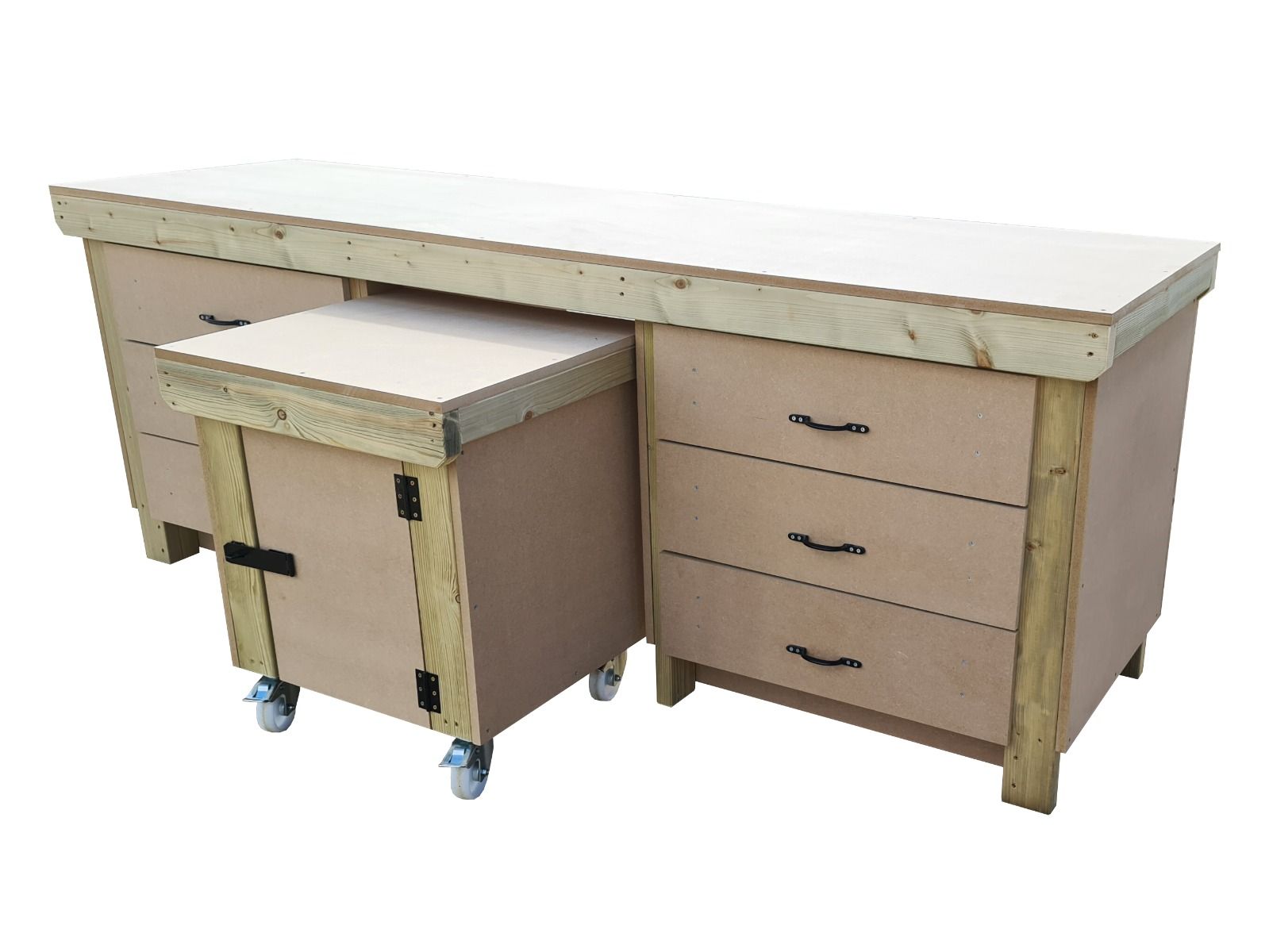 Workbench with Drawers & Lockable Cupboard | Wooden & Secure – Arbor ...