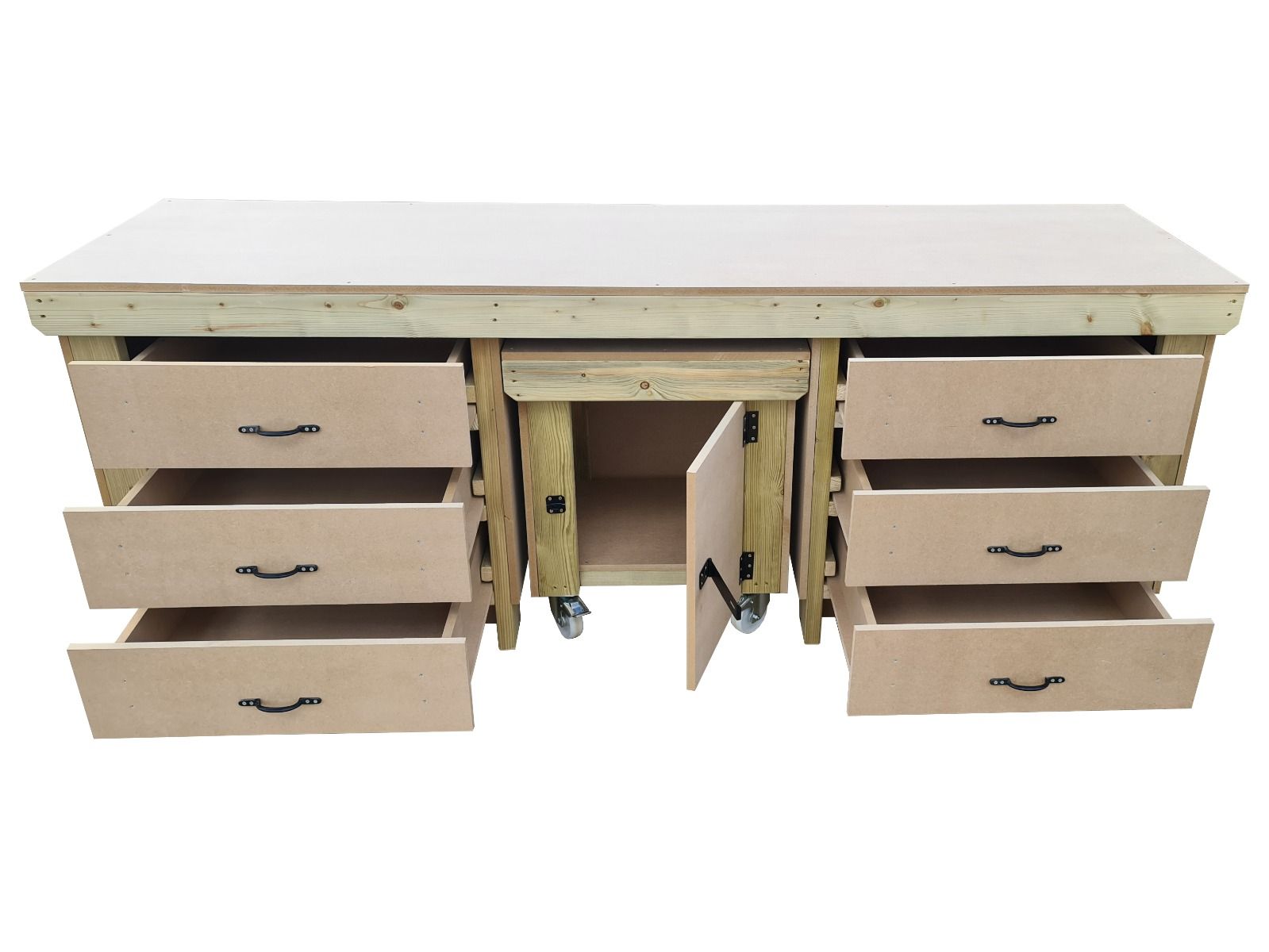 Workbench with Drawers & Lockable Cupboard | Wooden & Secure – Arbor ...