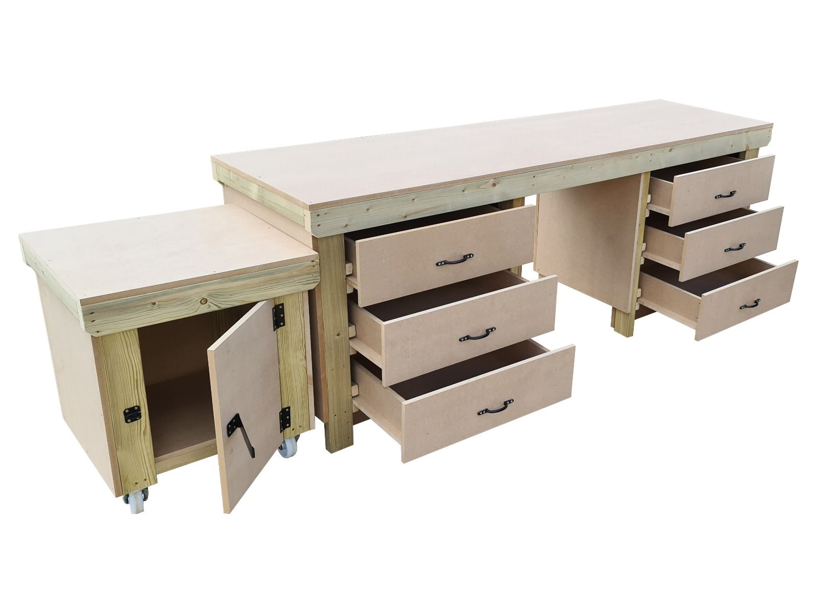 Workbench with Drawers & Lockable Cupboard | Wooden & Secure – Arbor ...