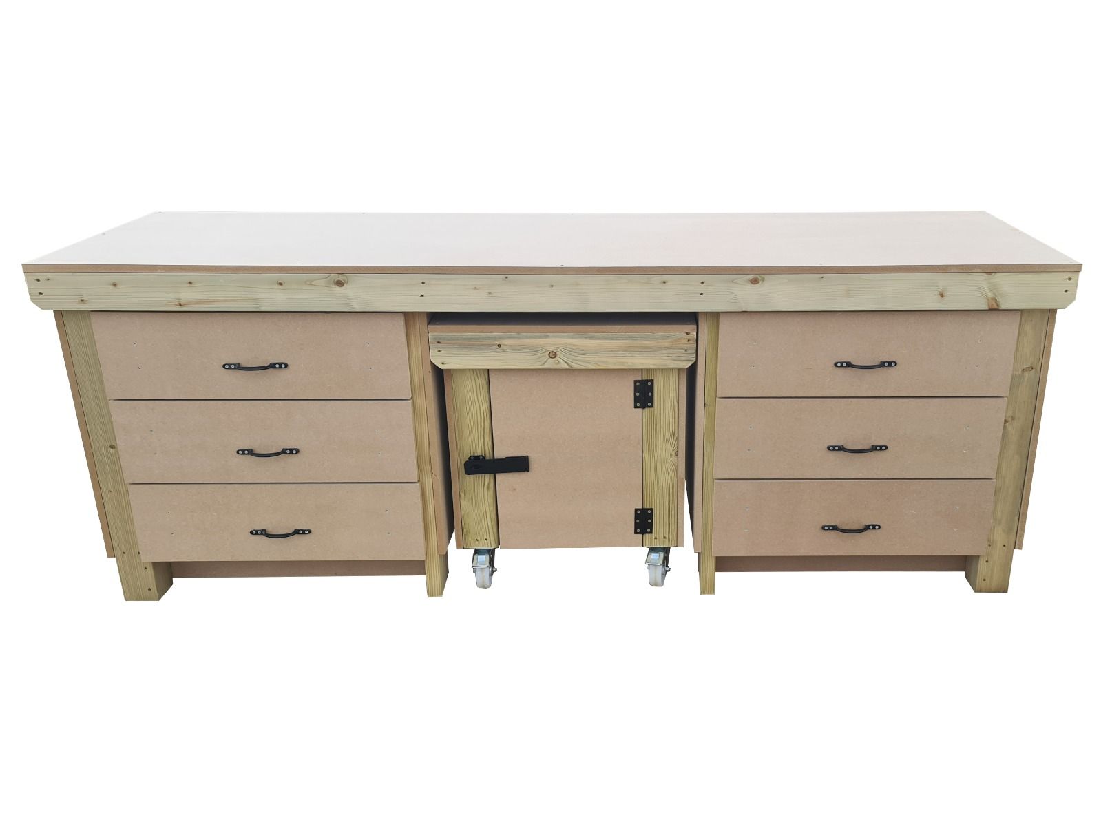 Workbench with Drawers & Lockable Cupboard | Wooden & Secure – Arbor ...