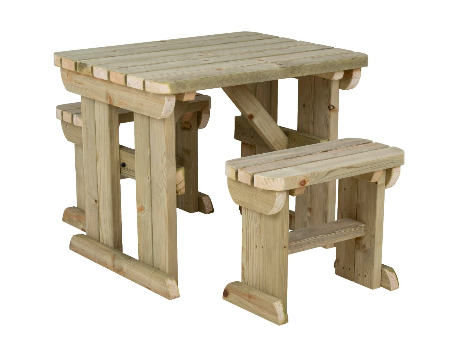 Yews Rounded Space Saving Picnic Table and Benches Set
