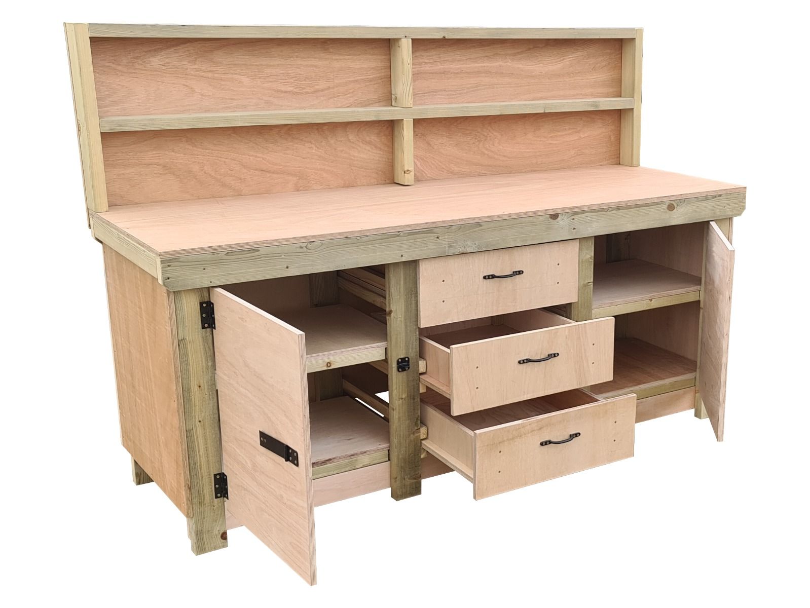 Workbench with Drawers & Double Lockable Cupboard – Arbor Garden Solutions