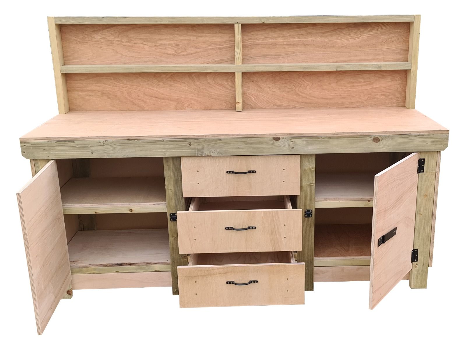 Workbench with Drawers & Double Lockable Cupboard – Arbor Garden Solutions