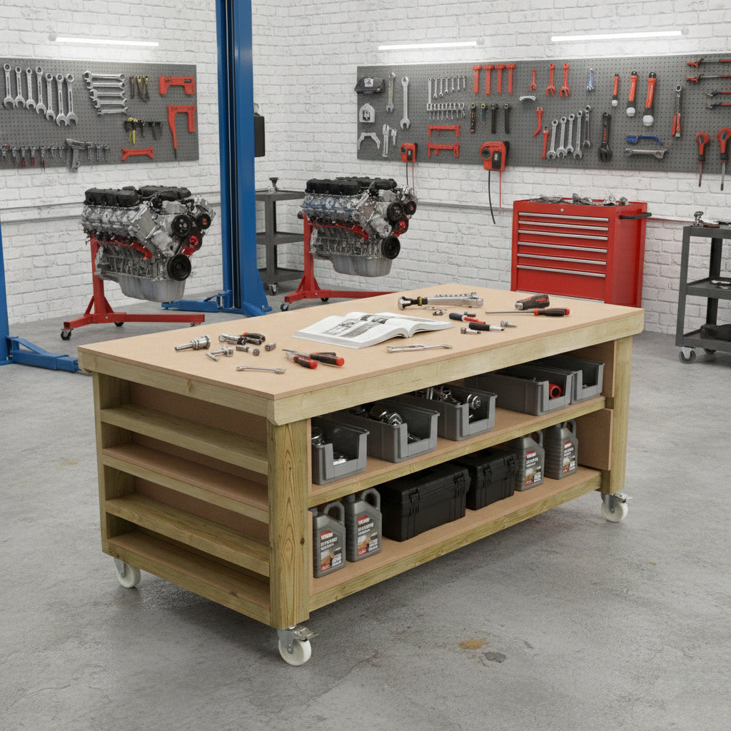 Atv Rack Workbench MDF Top Workbench | Sturdy with Extra Shelving for Storage – Arbor ...