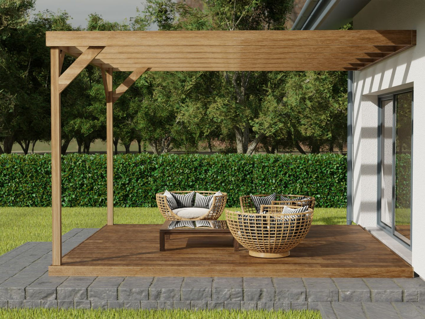 Wall-Mounted Box Pergola & Decking Kit – Stylish & Space-Saving – Arbor ...
