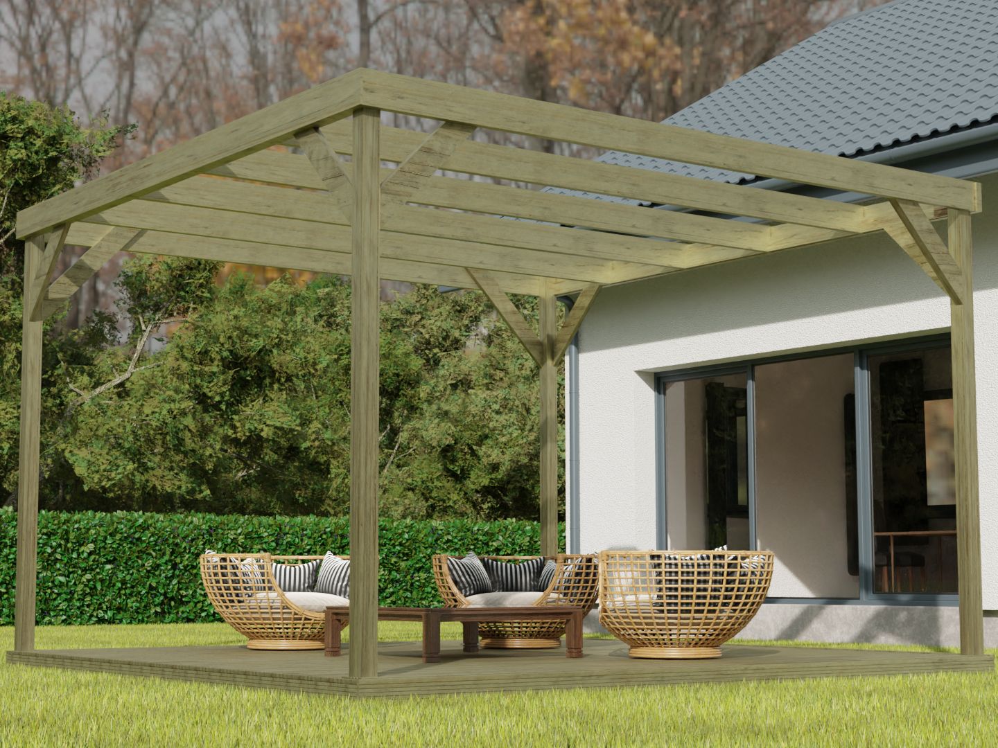 Wooden Box Pergola & Decking Kit – Durable & Elegant Garden Feature ...