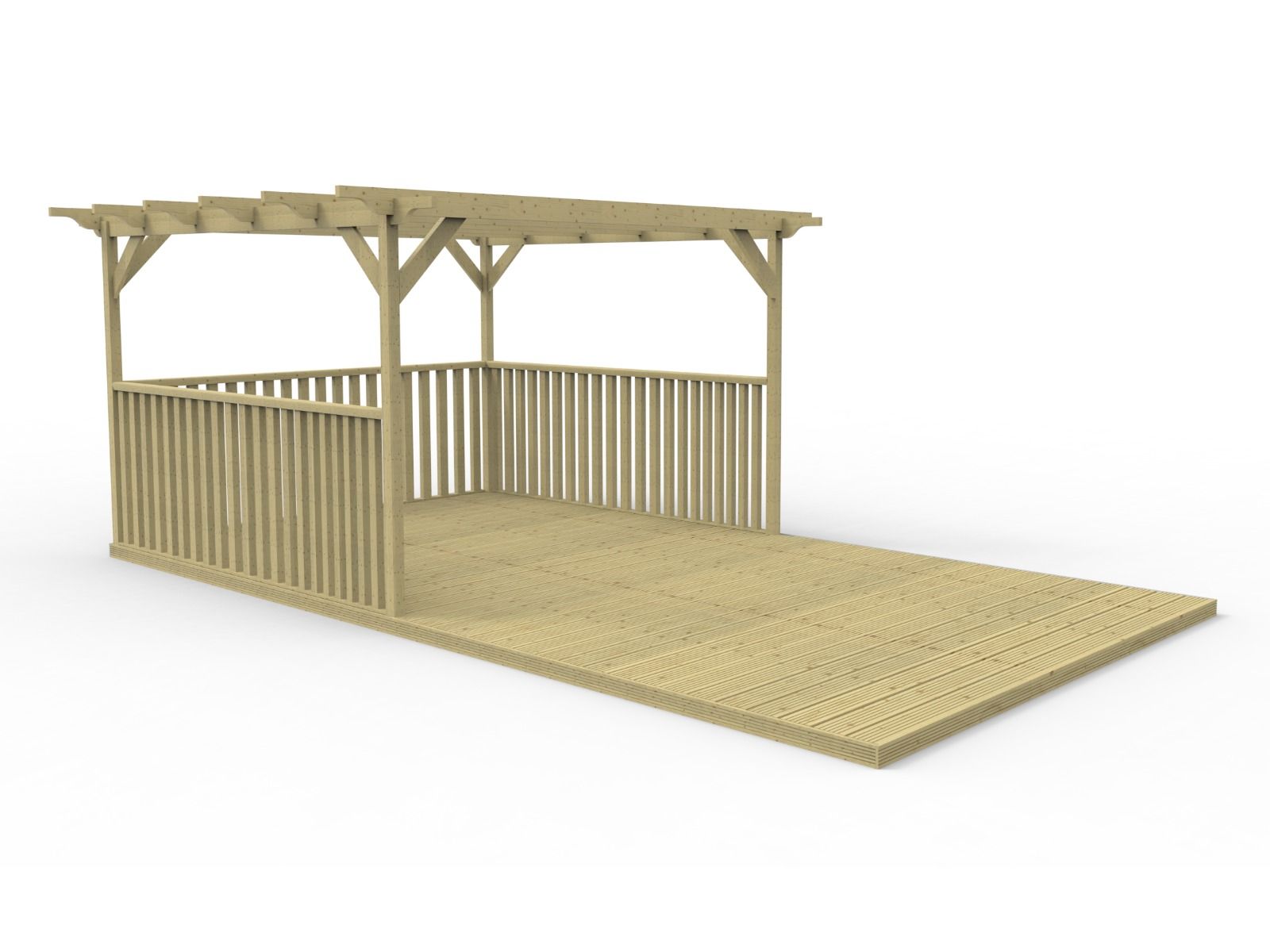 Rectangular Pergola and Decking Kit With Balustrades V.3