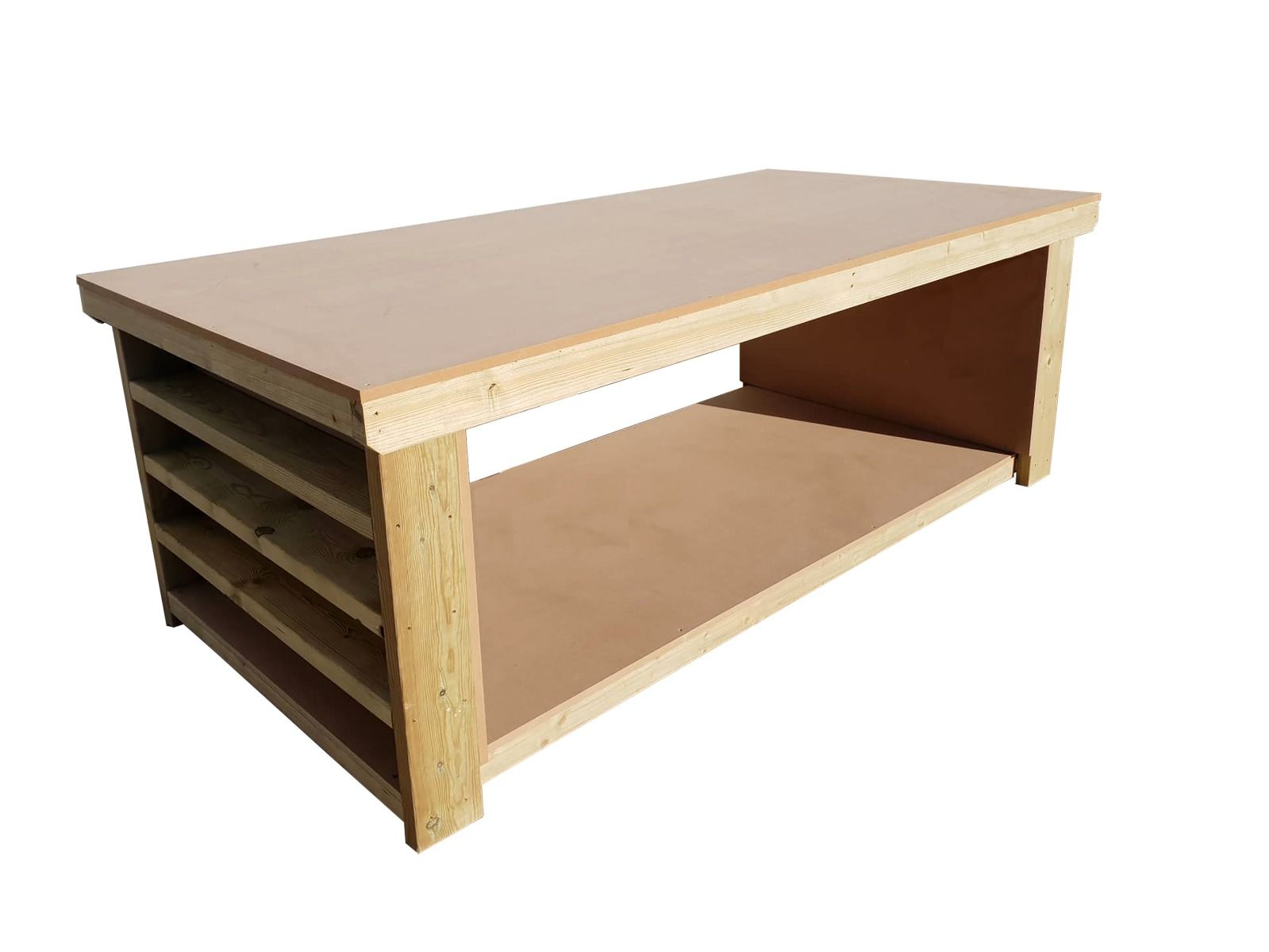 Wooden Workbench MDF Top with Extra shelving Depth-4ft