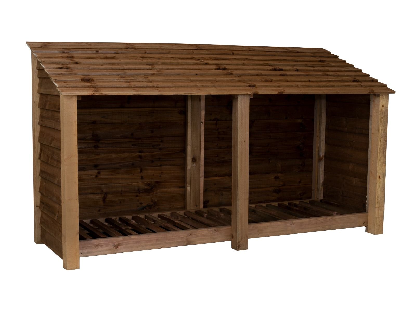 Spanish. Log Store Wooden Log Store W-227cm, H-126cm or 180cm, D-88cm - Brown Finish ...
