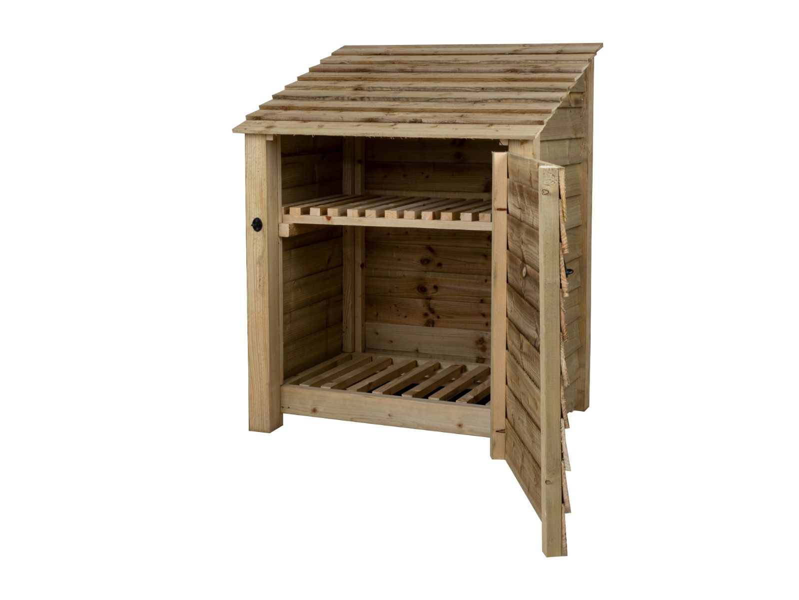 Wooden Log Store with Door and Shelf W-99cm, H-126cm Or 180cm, D-88cm