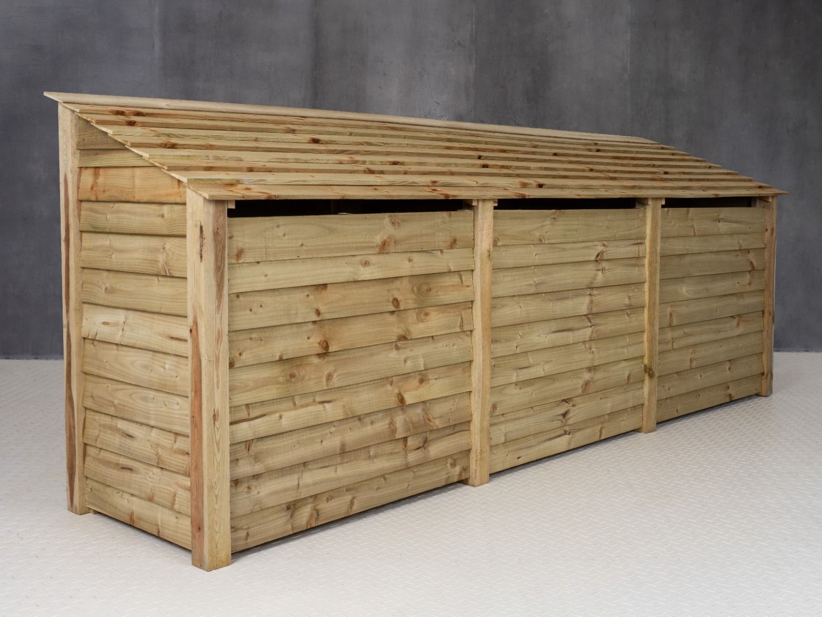 Wooden Log Store (Roof Sloping Back) W-335cm, H-126cm or 180cm, D-88cm ...