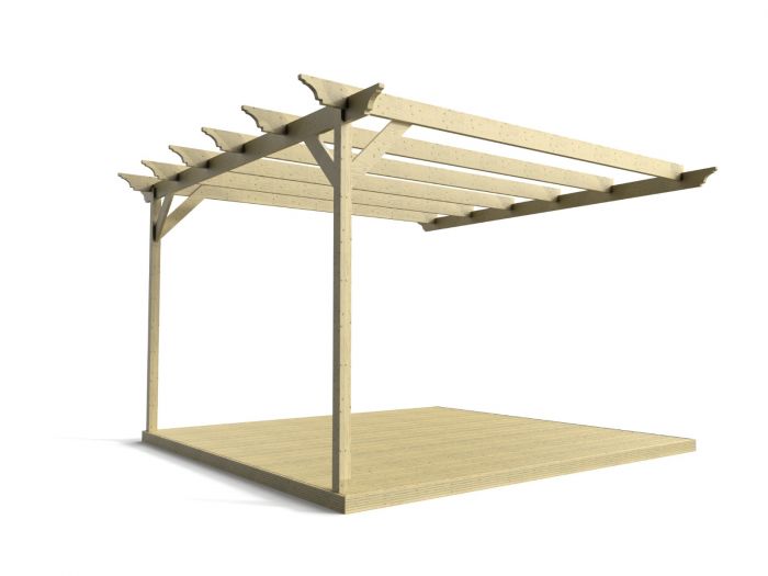 Wall mounted pergola and decking kit (Orchid design) - Arbor Garden ...
