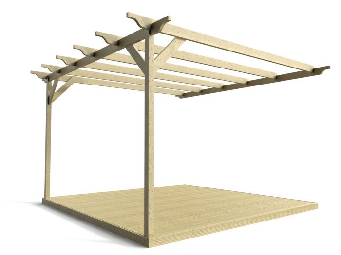 Wall mounted pergola and decking kit (Sculpted design) - Arbor Garden ...