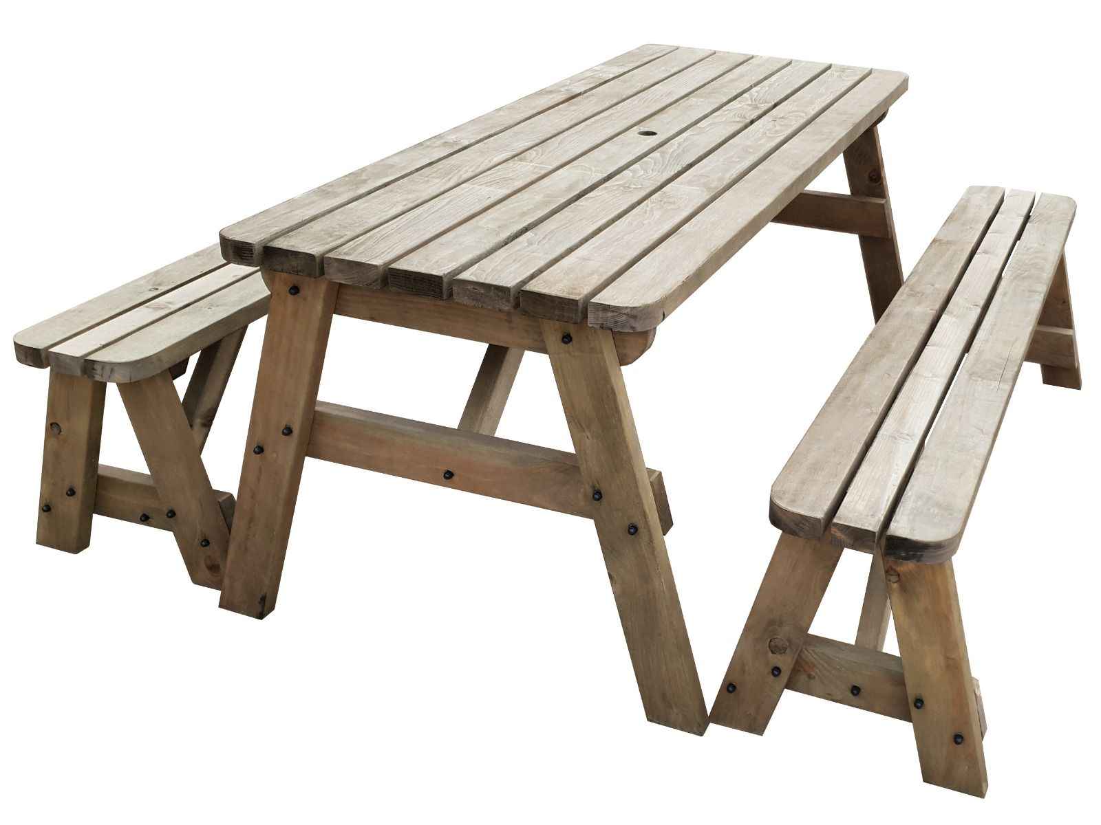 yews compact rounded picnic table