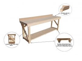 Wooden Workbench With 10cm Rear And Side MDF Upstands 