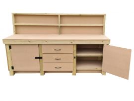 Wooden MDF Top Workbench With Drawers and Double Lockable Cupboard (V8)