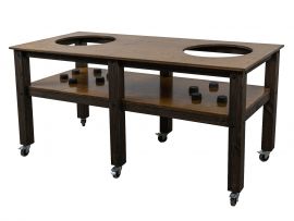 "Grill Table Fits All" BBQ Kitchen Space for Dual Kamado Ceramic Smokers