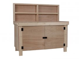 Wooden Work Bench 18mm Eucalyptus Hardwood Ply Top With Lockable Cupboard (V9)