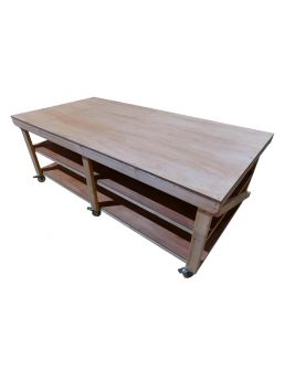 Wooden Work Bench Eucalyptus Ply Top 3FT And 4FT Wide With Wheels