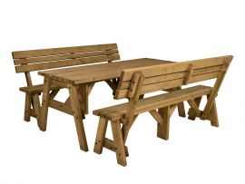 Victoria Picnic Table & Benches Set With Back Rest