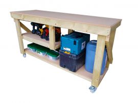 Industrial Wooden MDF Workbench With Half Shelf For Multi Storage