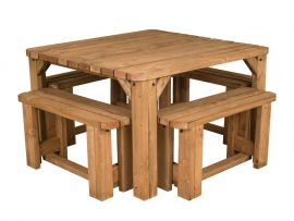 QUADRUM Rounded - Space Saving Picnic Table With 4 Benches