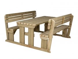 Alders Rounded Picnic Table Benches Set With Back Rest