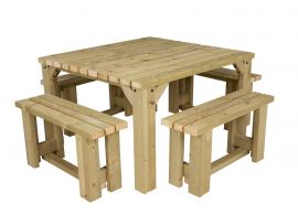 QUADRUM - Space Saving Picnic Table With 4 Benches