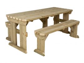 Yews Rounded Space Saving Picnic Table Benches Set 