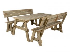 Victoria Compact Picnic Table and Benches Set With Back Rest