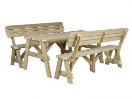 Victoria Rounded Picnic Table and Bench Set With Back-Rest