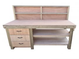 Wooden Eucalyptus Tool Cabinet Workbench With Storage Shelf