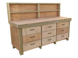 Wooden Workbench Tool Cabinet - 18mm Eucalyptus Hardwood Top (V2)