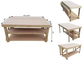 Wooden MDF Top Workbench With Extendable Working Surface To 3ft Depth